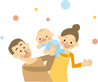 イラスト（親子３人）